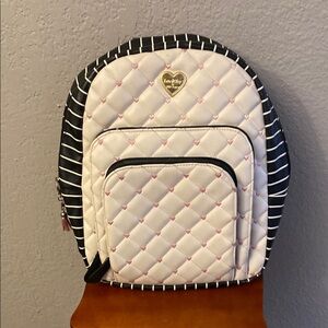 Betsy Johnson White and Black Quilted Backpack